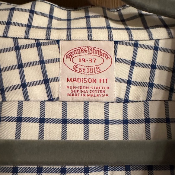 Brooks Brothers blue and white Button down. Neck size 19. Sleeve length 37. - Picture 2 of 4